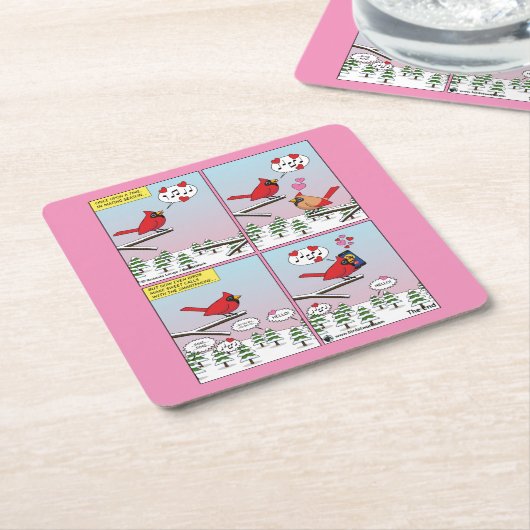 Moderne vogelparing roept Comic Kartonnen Onderzetters (Schuin)