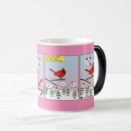 Moderne vogelparing roept Comic Magische Mok (Voorkant rechts)