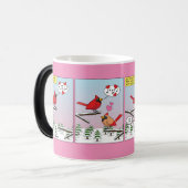 Moderne vogelparing roept Comic Magische Mok (Voorkant links)