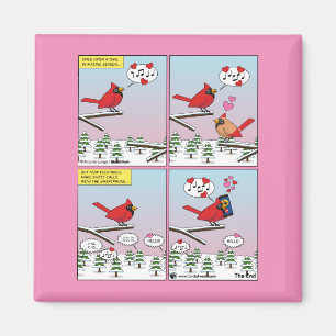 Moderne vogelparing roept Comic Magneet