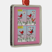 Moderne vogelparing roept Comic Metalen Ornament (Rechts)