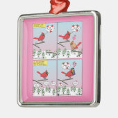 Moderne vogelparing roept Comic Metalen Ornament (Links)
