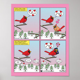 Moderne vogelparing roept Comic Poster