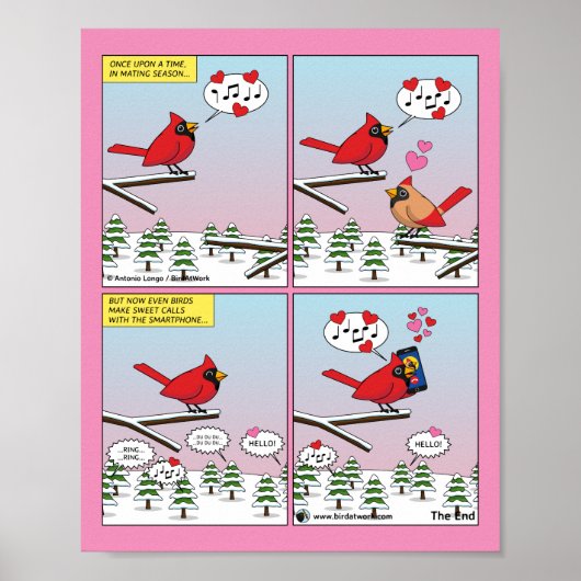 Moderne vogelparing roept Comic Poster (Voorkant)