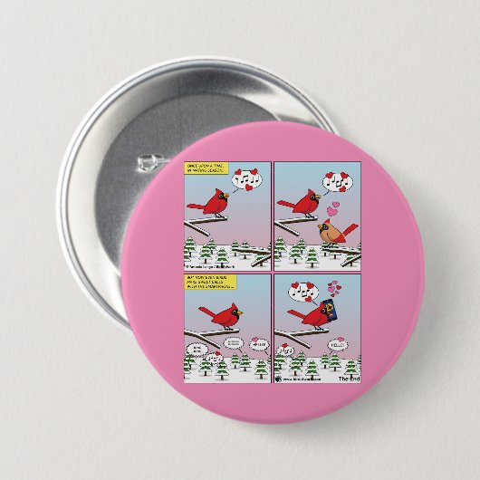 Moderne vogelparing roept Comic Ronde Button 7,6 Cm (Voorkant /achterkant)