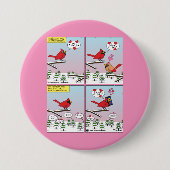 Moderne vogelparing roept Comic Ronde Button 7,6 Cm (Voorkant)