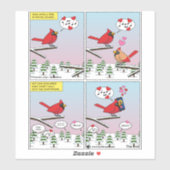 Moderne vogelparing roept Comic Sticker (Vel)