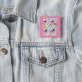 Moderne vogelparing roept Comic Vierkante Button 5,1 Cm (In situ)