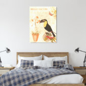 Moderne vogelroze vlinder canvas afdruk (Insitu (Slaapkamer))
