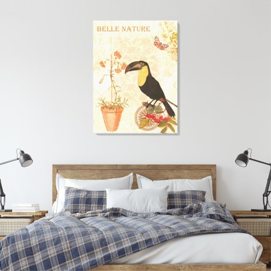 Moderne  vogelroze vlinder canvas afdruk (Insitu (Slaapkamer))