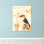 Moderne vogelroze vlinder canvas afdruk (Insitu (Houten vloer))