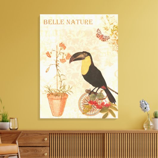 Moderne vogelroze vlinder canvas afdruk (Insitu (Woonkamer))