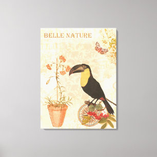 Moderne  vogelroze vlinder canvas afdruk