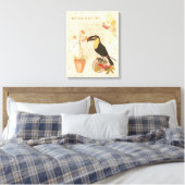 Moderne vogelroze vlinder canvas afdruk (Insitu (Slaapkamer))