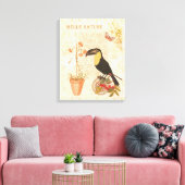 Moderne vogelroze vlinder canvas afdruk (Insitu (Woonkamer))