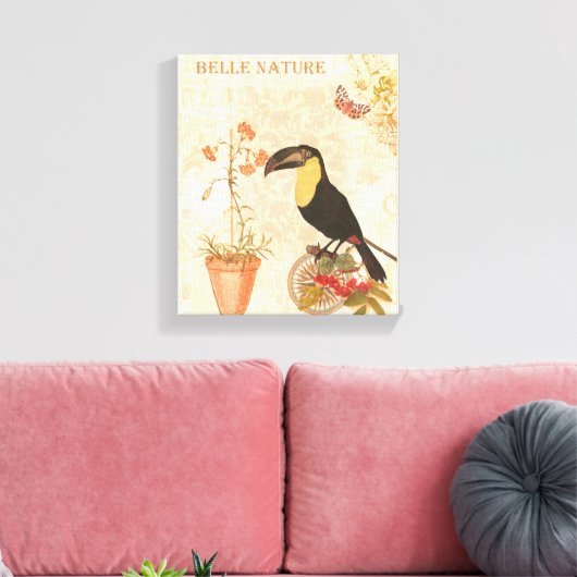 Moderne vogelroze vlinder canvas afdruk (Insitu (Woonkamer))