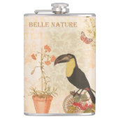 Moderne  vogelroze vlinder heupfles (Voorkant)