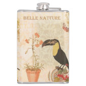 Moderne  vogelroze vlinder heupfles (Achterkant)