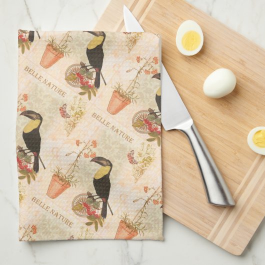 Moderne  vogelroze vlinder theedoek (Quarter Fold)