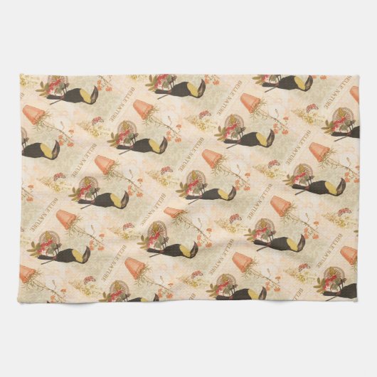 Moderne  vogelroze vlinder theedoek (Horizontaal)