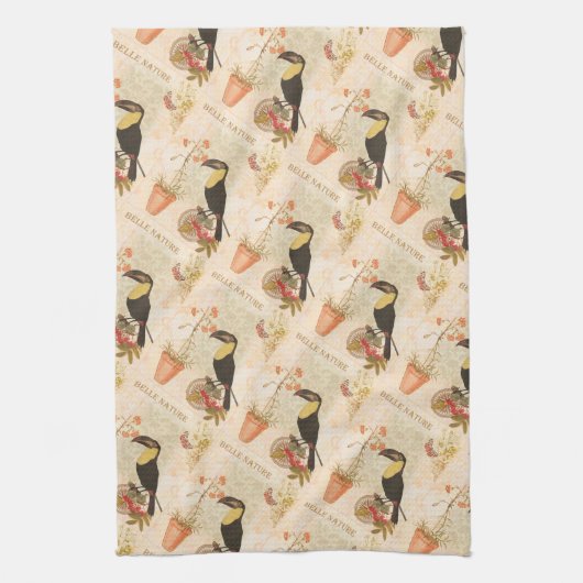 Moderne  vogelroze vlinder theedoek (Verticaal)