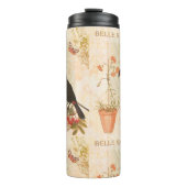 Moderne  vogelroze vlinder thermosbeker (Voorkant)