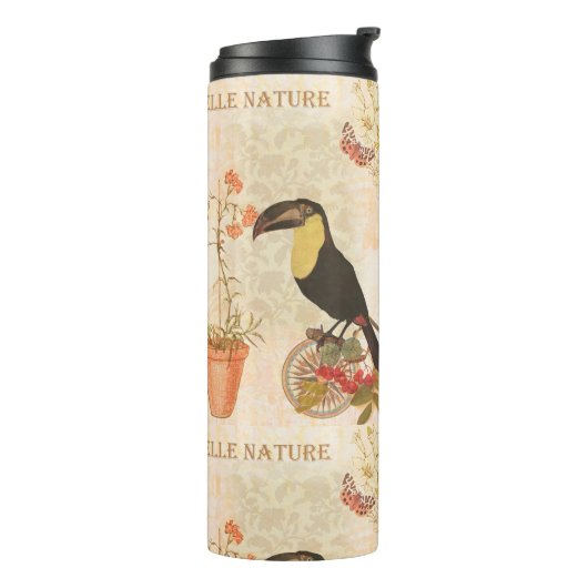 Moderne  vogelroze vlinder thermosbeker (Gedraaid links)