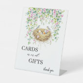 Moderne Vogels en Bloemen Trouwkaarten & Geschenke Reclamebord Met Voetstuk (Voorkant)