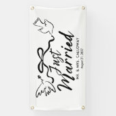 Moderne vogels en boog net getrouwd auto banner (Verticaal)