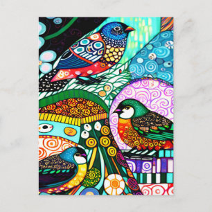 Moderne vogels met vet gedrukt patroon briefkaart