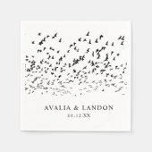 Moderne Vogels van een Veer Zwart-Wit Bruiloft Servet (Voorkant)