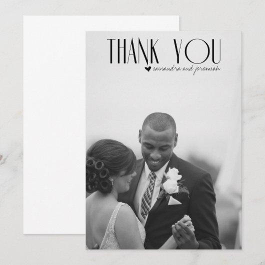 Moderne Vogue Bedankt Kaart bruiloft (Voorkant / Achterkant)