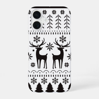 Moderne volks kunst Kerst rendieren iPhone 16 Hoesje