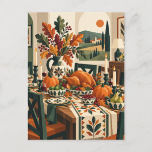 Moderne volks kunst Thanksgiving-maal viering wens Briefkaart