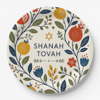 Moderne Volkskunst Shana Tovah Botanisch Papieren Bordje