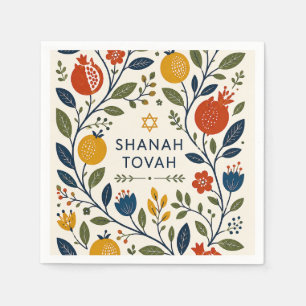 Moderne Volkskunst Shana Tovah Botanisch Servet