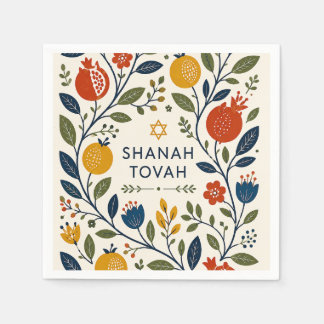 Moderne Volkskunst Shana Tovah Botanisch Servet