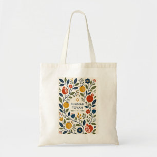 Moderne Volkskunst Shana Tovah Botanisch Tote Bag