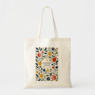 Moderne Volkskunst Shana Tovah Botanisch Tote Bag