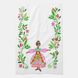 Moderne volkskunst stijl Afro-Amerikaans bloemenme Theedoek