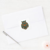 Moderne volkskunstuil vierkante sticker (Envelop)