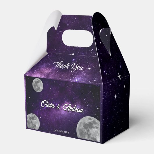 Moderne Volle Maan Sterrennacht bruiloft Bedankt Bedankdoosjes (Voorkant Zijde)