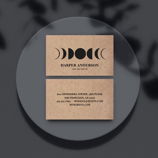 Moderne Volle Maan Yoga Instructeur Professioneel Visitekaartje