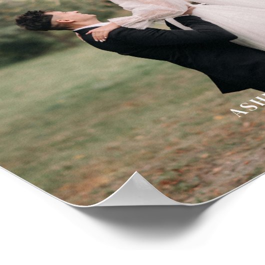 Moderne Volledige Foto Bruiloft Datum Aangepast Poster (Hoek)