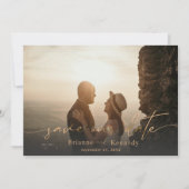 Moderne, volledige foto- en tekenscript in Gold Save The Date (Voorkant)