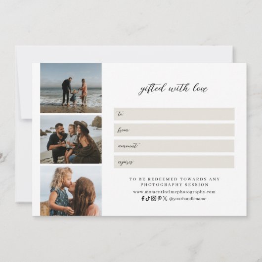 Moderne Volledige Foto Fotografie Cadeaubon (Achterkant)