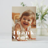 Moderne volledige foto-overlay kinderverjaardag bedankkaart (Staand voorkant)