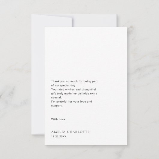 Moderne volledige foto-overlay kinderverjaardag bedankkaart (Achterkant)