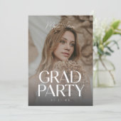 Moderne Volledige Foto Script Afstudeerfeest Kaart (Staand voorkant)