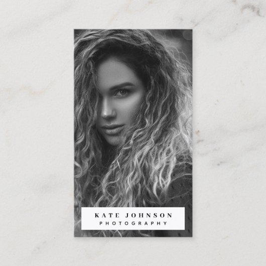 Moderne volledige foto Verticale foto QR-code Visitekaartje (Voorkant)